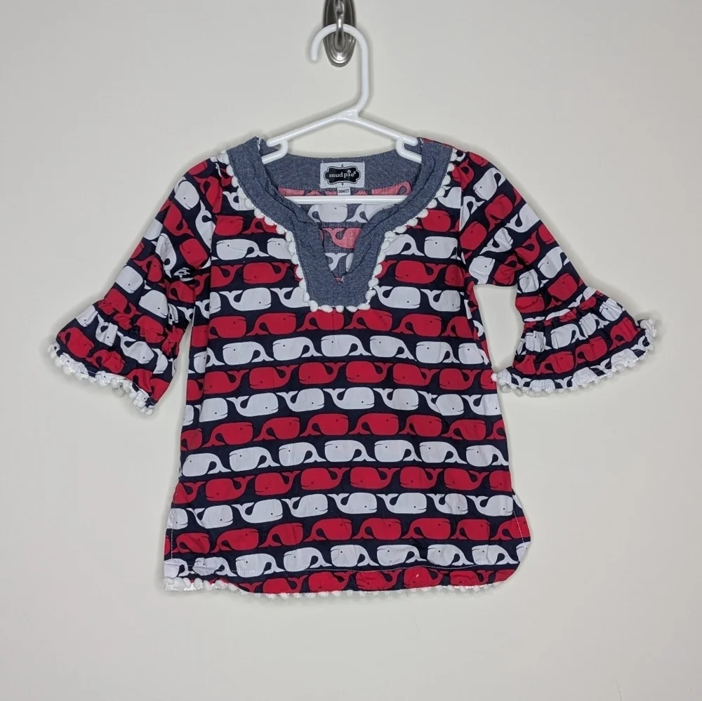 Mud Pie Whale Patriotic Swim Cover Up 2T